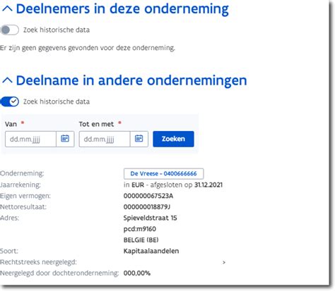 vestigingsnummer en ondernemingsnummer.